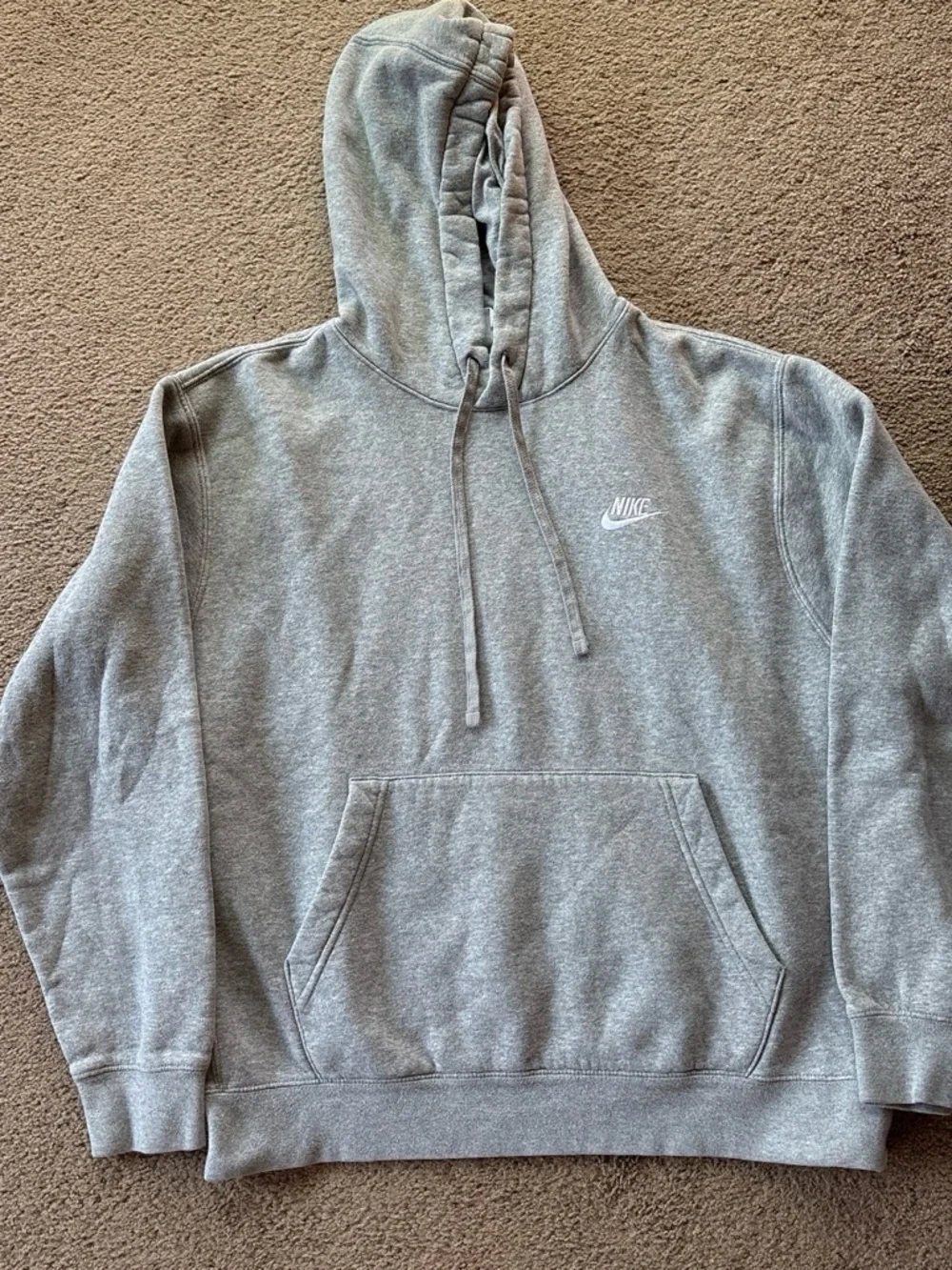 Nike Heather Gray Pullover Hoodie with Small White Logo